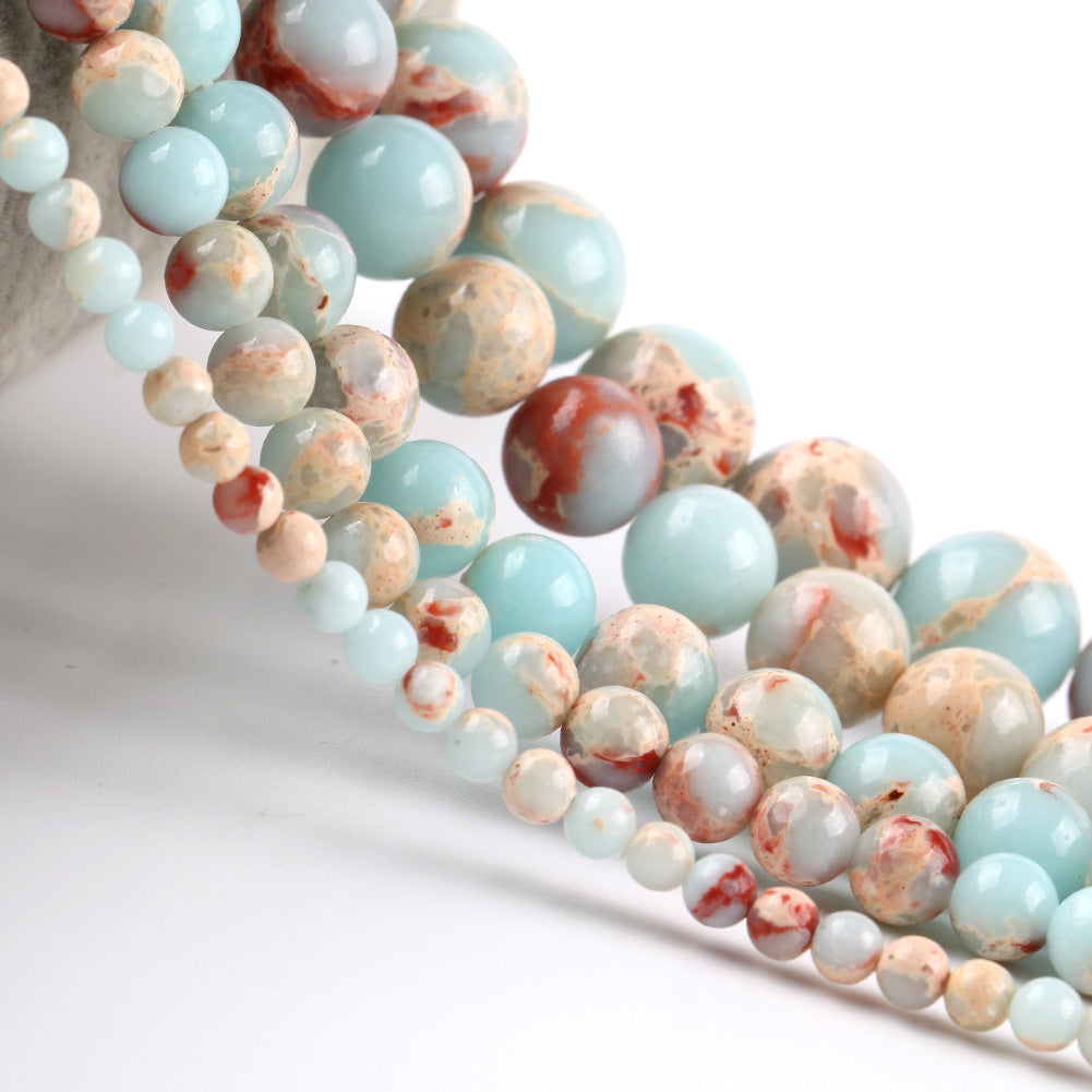 Blue Snakeskin Stone Handmade DIY Round Loose Beading