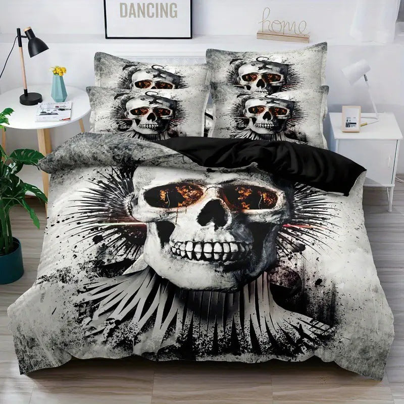 Rose Skull Printed Home Textile Bedding Suit