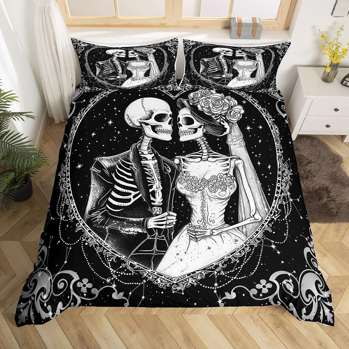 Rose Skull Printed Home Textile Bedding Suit
