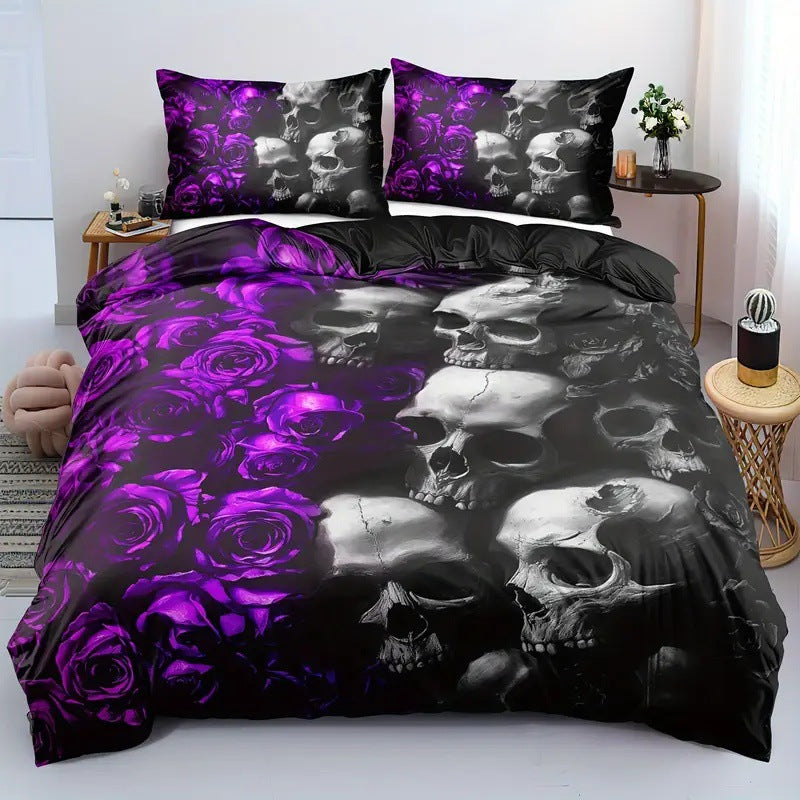 Rose Skull Printed Home Textile Bedding Suit