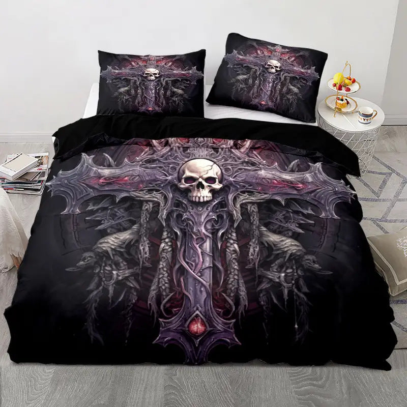 Rose Skull Printed Home Textile Bedding Suit