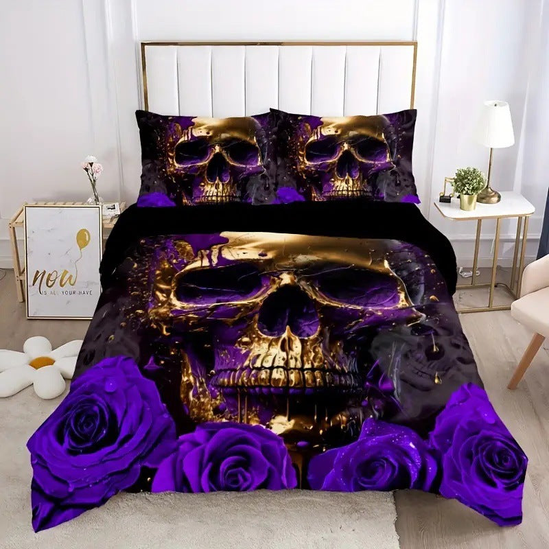 Rose Skull Printed Home Textile Bedding Suit