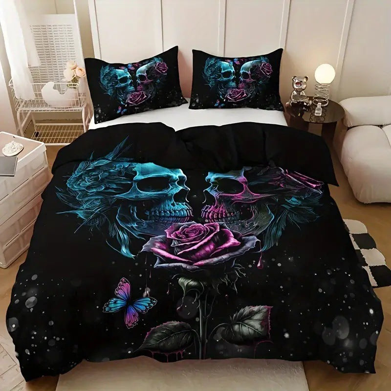 Rose Skull Printed Home Textile Bedding Suit
