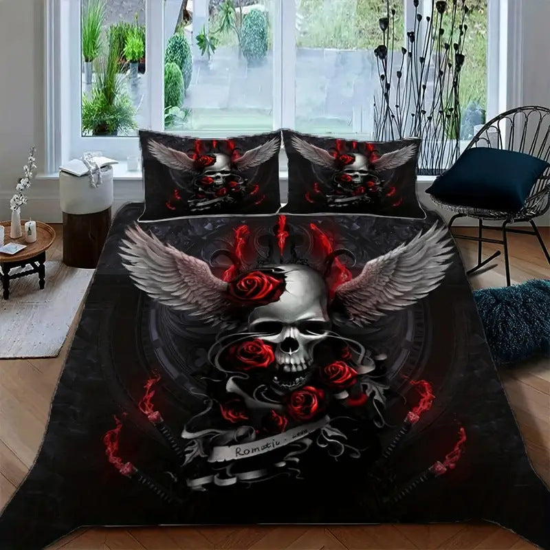 Rose Skull Printed Home Textile Bedding Suit