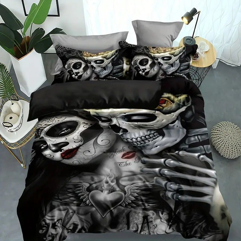Rose Skull Printed Home Textile Bedding Suit