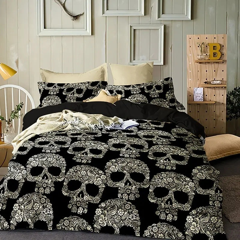 Rose Skull Printed Home Textile Bedding Suit