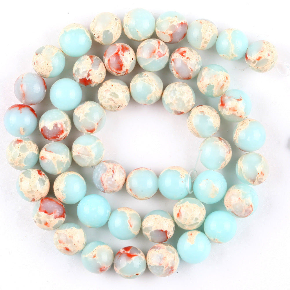 Blue Snakeskin Stone Handmade DIY Round Loose Beading