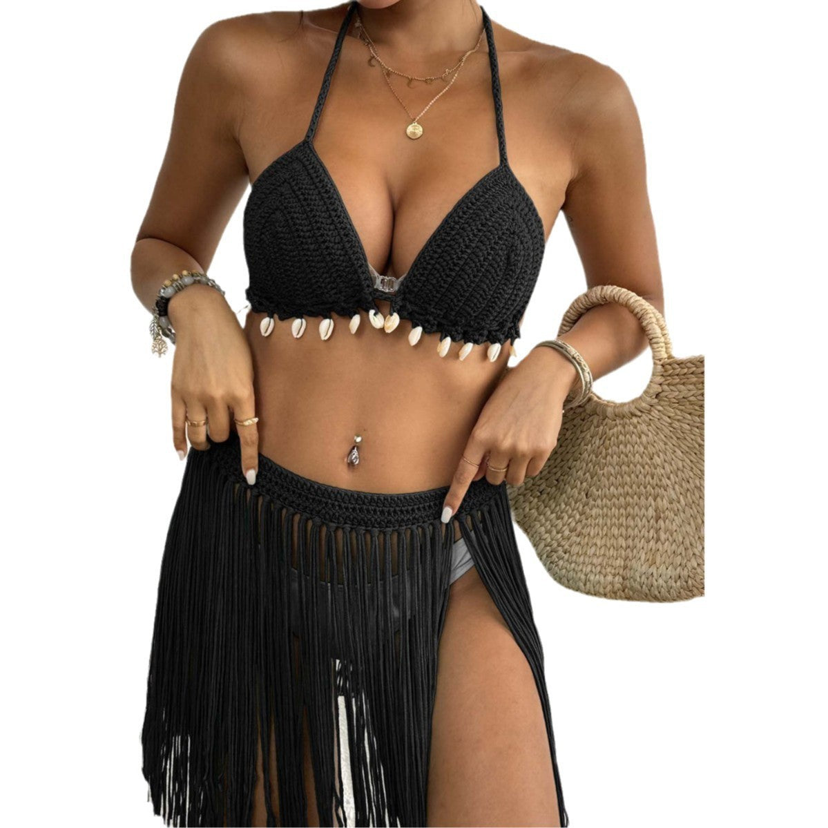 Women's Pure Hand Crocheting Suit Shell Stitching