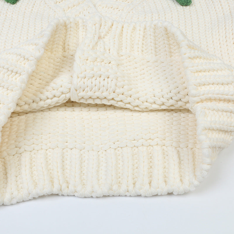 Sweet Sweater Cardigan Hand Crocheting Flower Loose V-neck