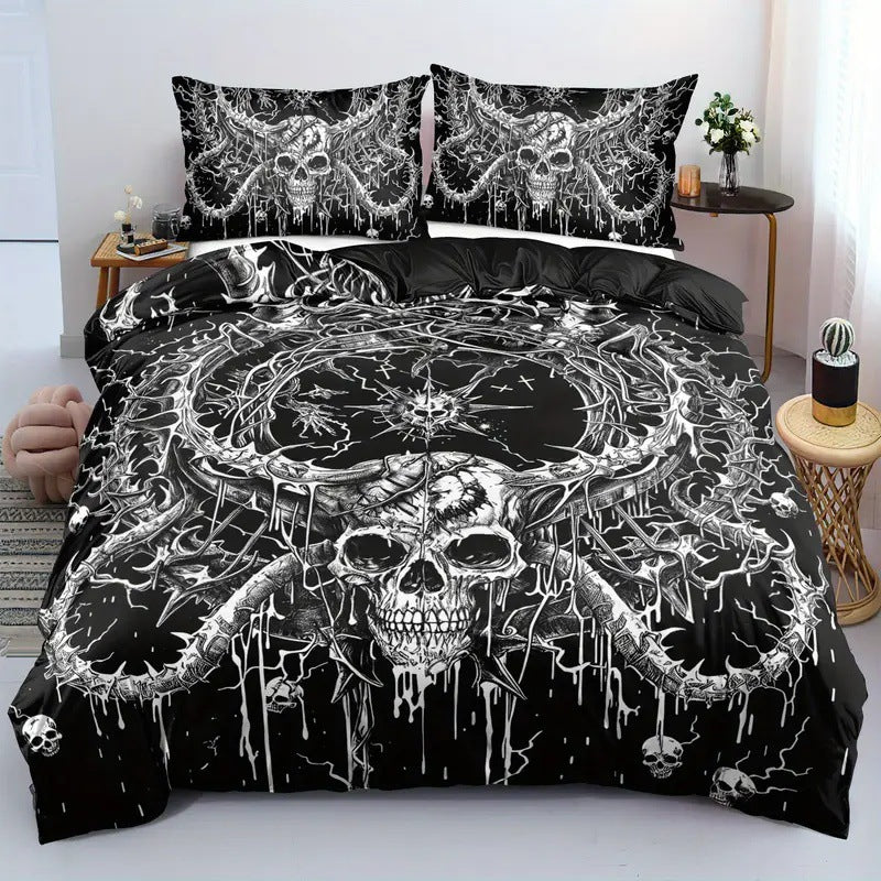 Rose Skull Printed Home Textile Bedding Suit