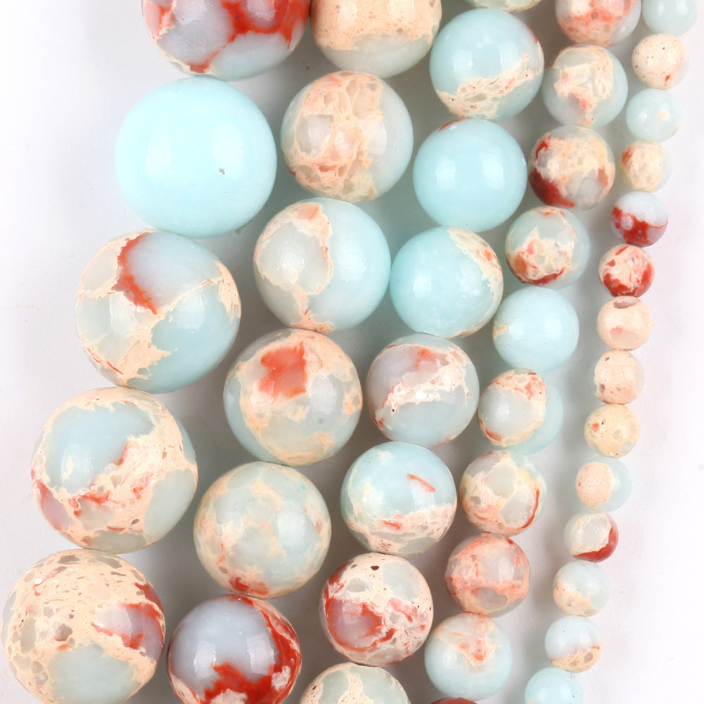 Blue Snakeskin Stone Handmade DIY Round Loose Beading