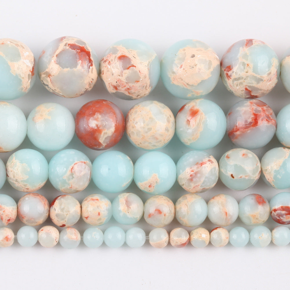 Blue Snakeskin Stone Handmade DIY Round Loose Beading